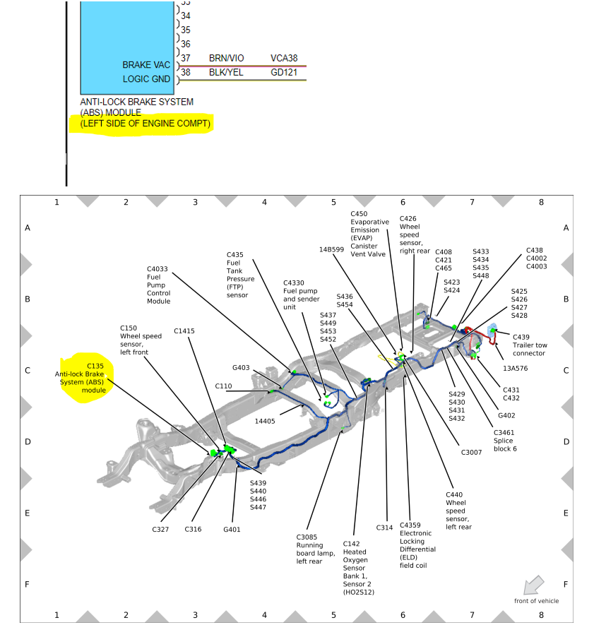 2017 Ford F350 with ABS module and RR wheel speed sensor codes